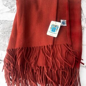 Portolano Vibrant Red Wool Blend Scarf
